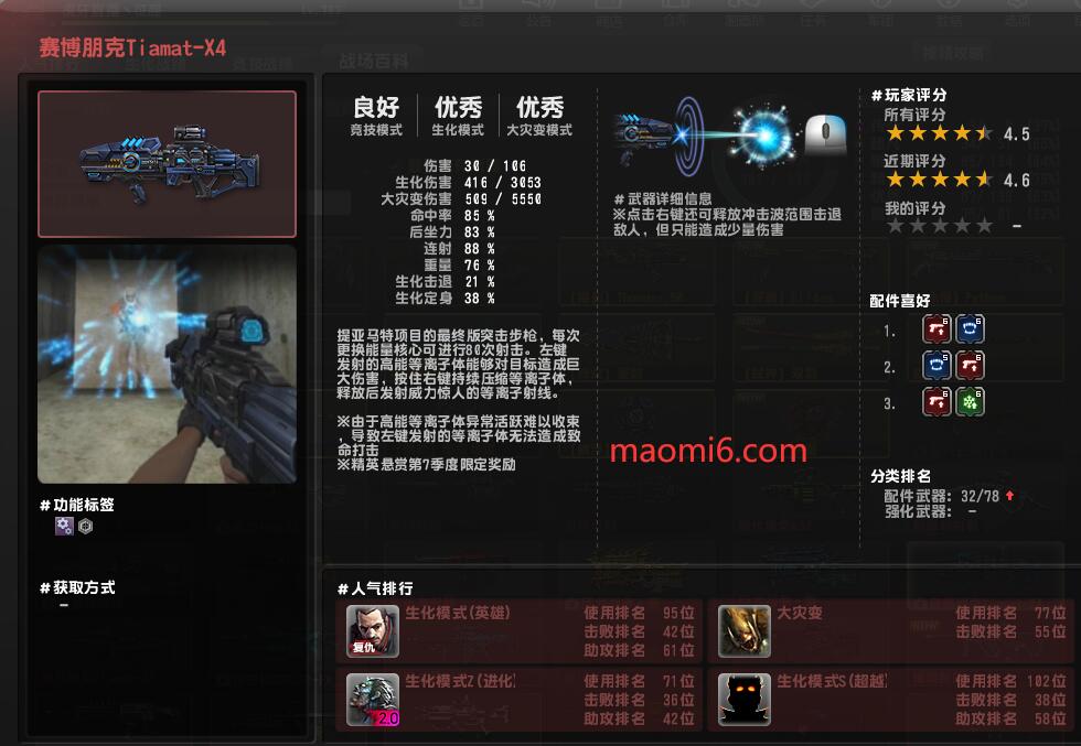 反恐精英CSOL赛博朋克Tiamat-X4武器技能属性评测-猫咪网络