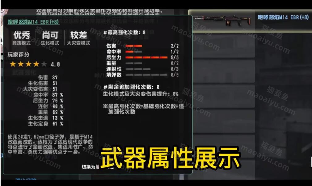 CSOL+8咆哮怒焰215属性2伤害1命中5后座评测-猫咪网络