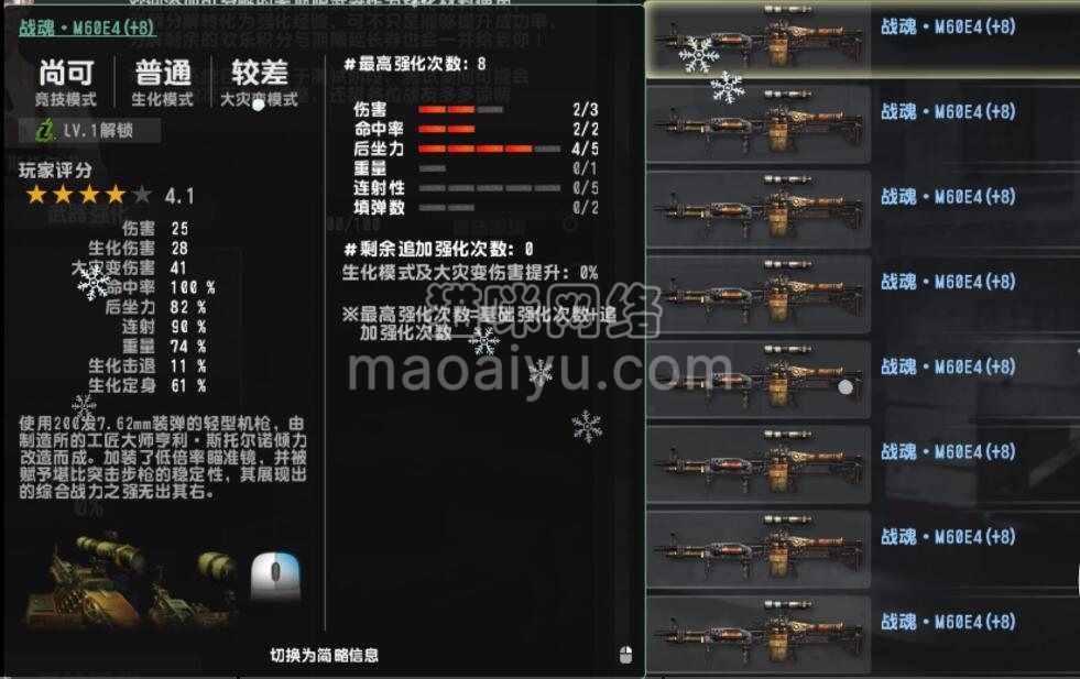 《CSOL》+8战魂·M60E4属性2伤害2命中4后座评测-猫咪网络